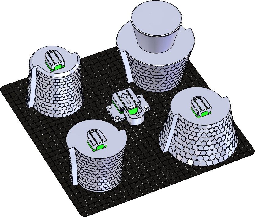 Build plate layout for the four piece V-Turm print